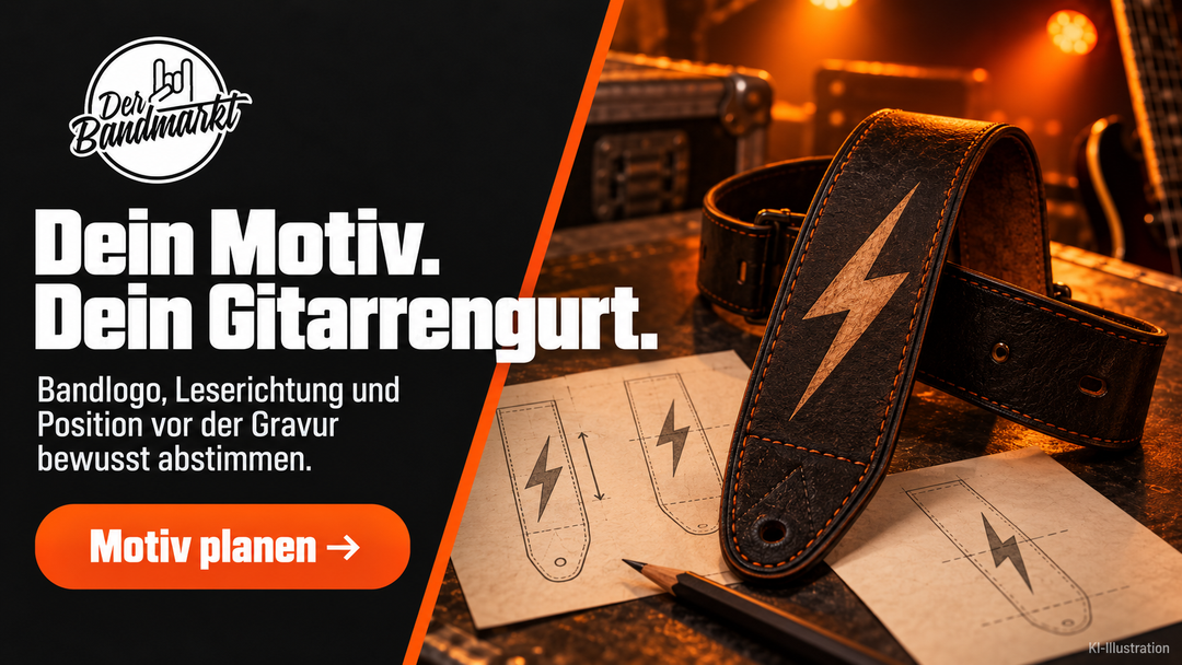 Gitarrengurt gravieren: Motiv und Position planen