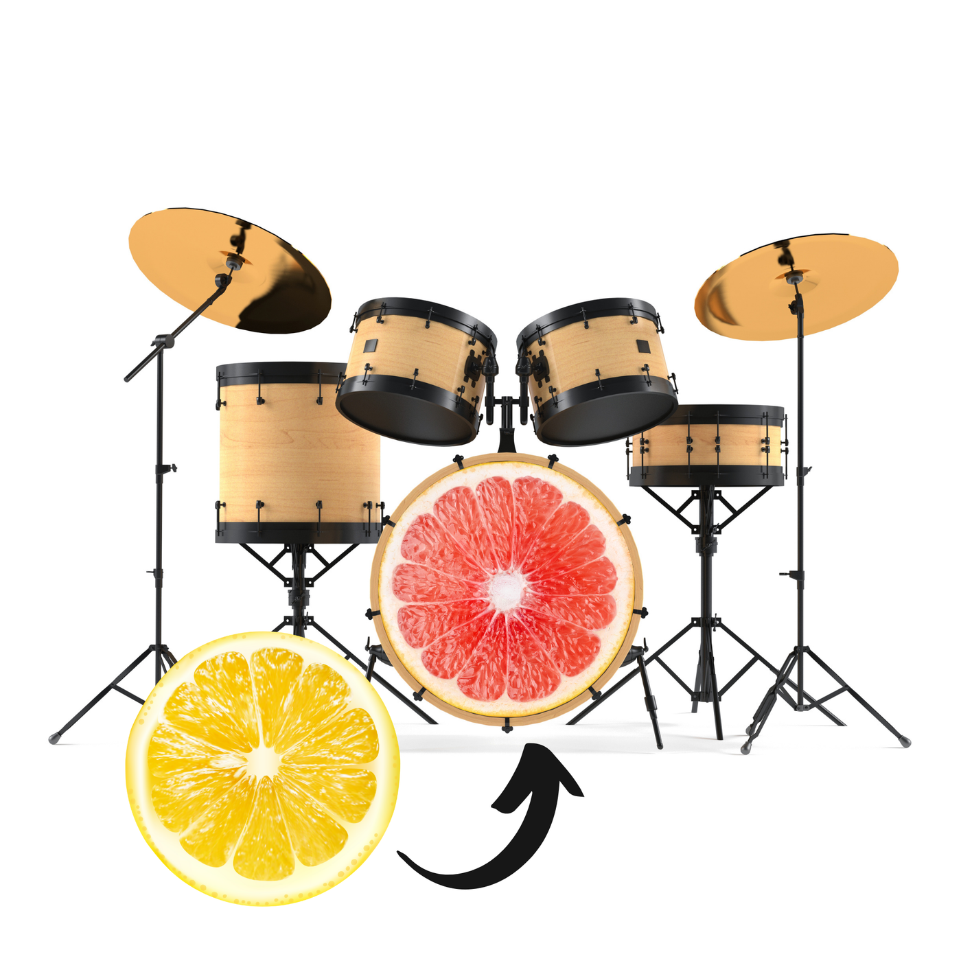 Bassdrumfell-Aufkleber mit Citrus-Design (2er-Set) - DER BANDMARKT
