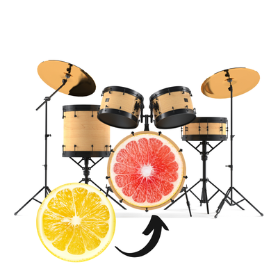 Bassdrumfell-Aufkleber mit Citrus-Design (2er-Set) - DER BANDMARKT