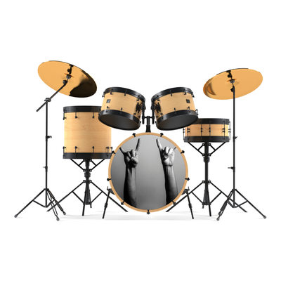 Bassdrumfell-Aufkleber mit Mano Cornuta-Design - DER BANDMARKT