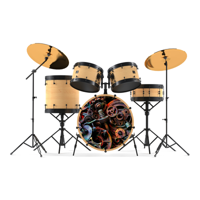 Bassdrumfell-Aufkleber mit Gear-Design - DER BANDMARKT