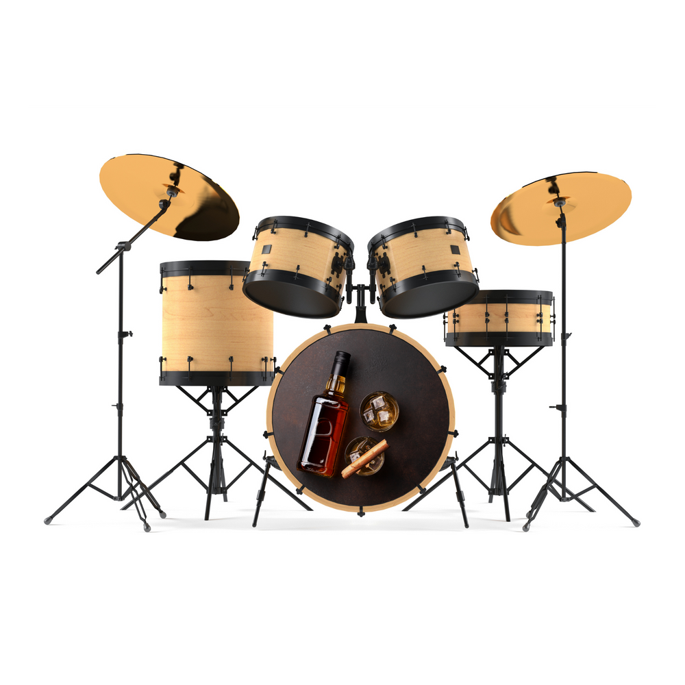 Bassdrumfell-Aufkleber mit Whiskey-Design - DER BANDMARKT