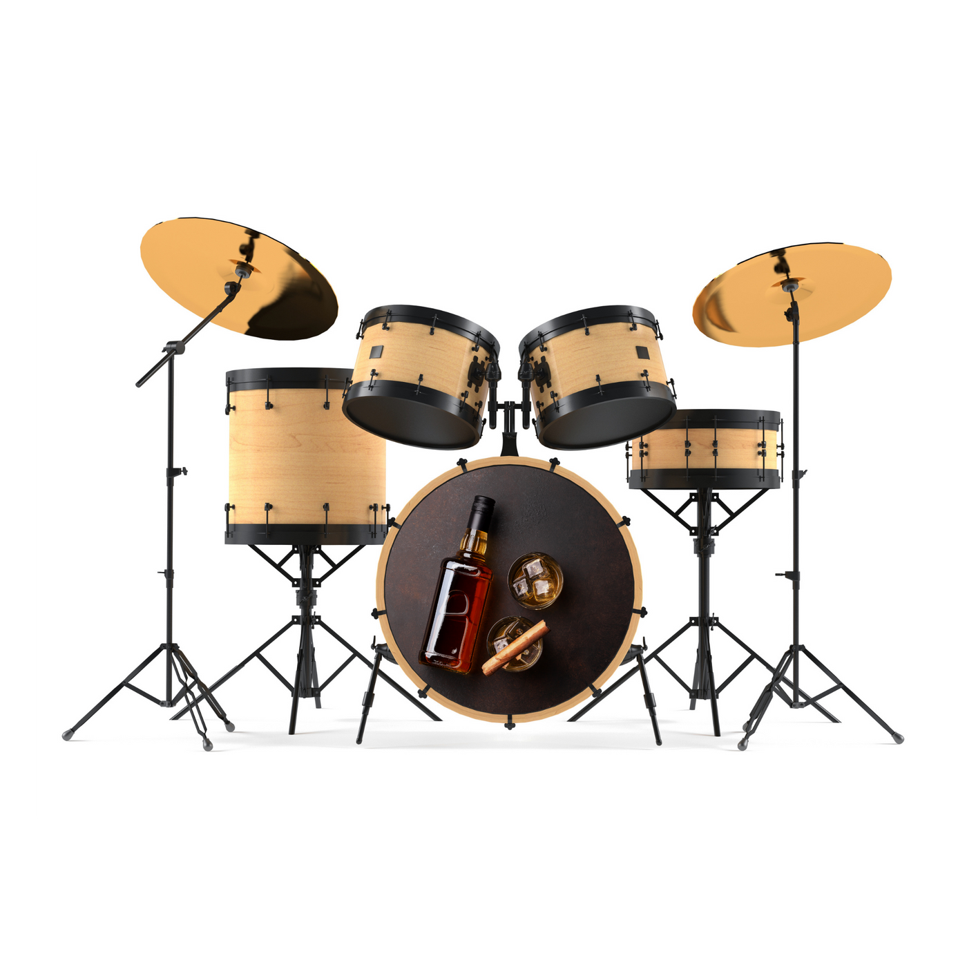 Bassdrumfell-Aufkleber mit Whiskey-Design - DER BANDMARKT