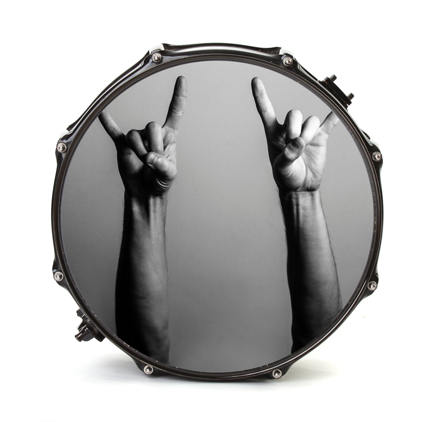 Bassdrumfell-Aufkleber mit Mano Cornuta-Design - DER BANDMARKT