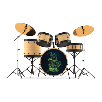 Nachleuchtender Bassdrumfell-Aufkleber mit Ship-Design - DER BANDMARKT