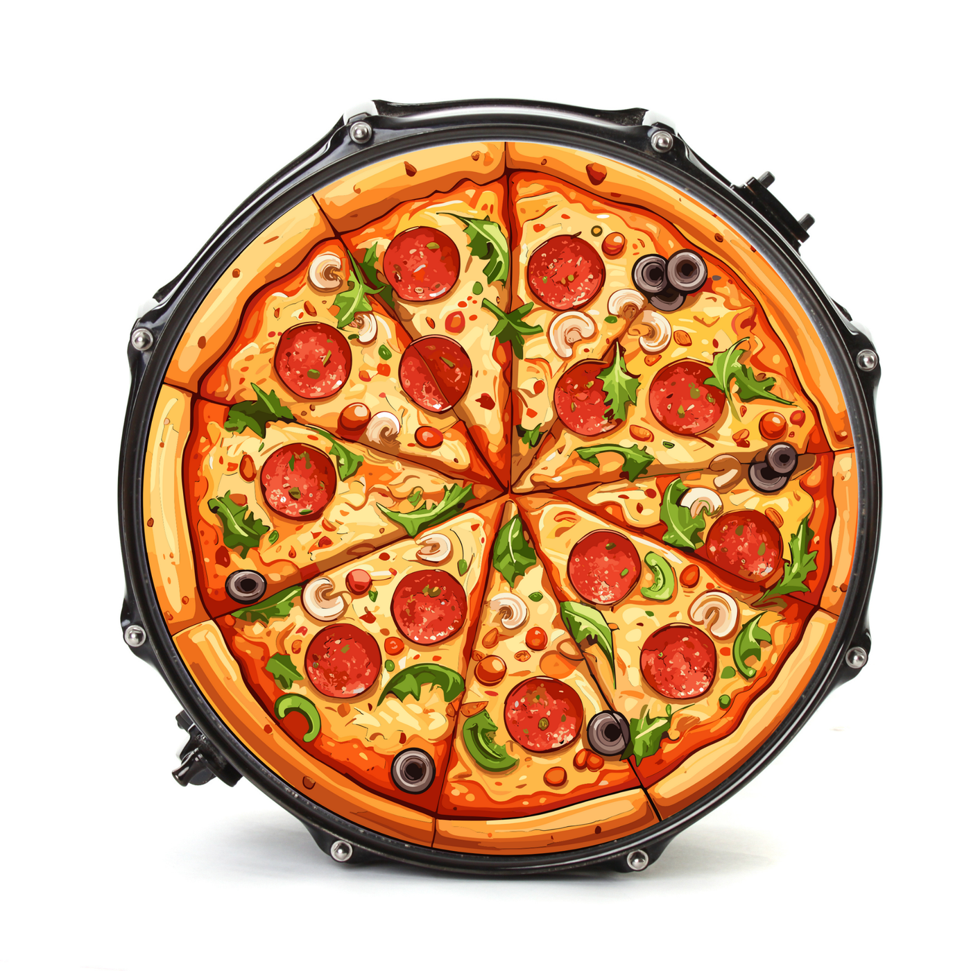 Bassdrumfell-Aufkleber mit Pizza-Design - DER BANDMARKT