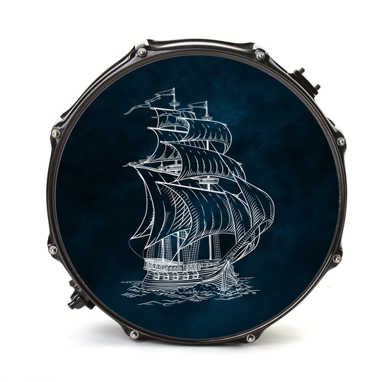 Nachleuchtender Bassdrumfell-Aufkleber mit Ship-Design - DER BANDMARKT