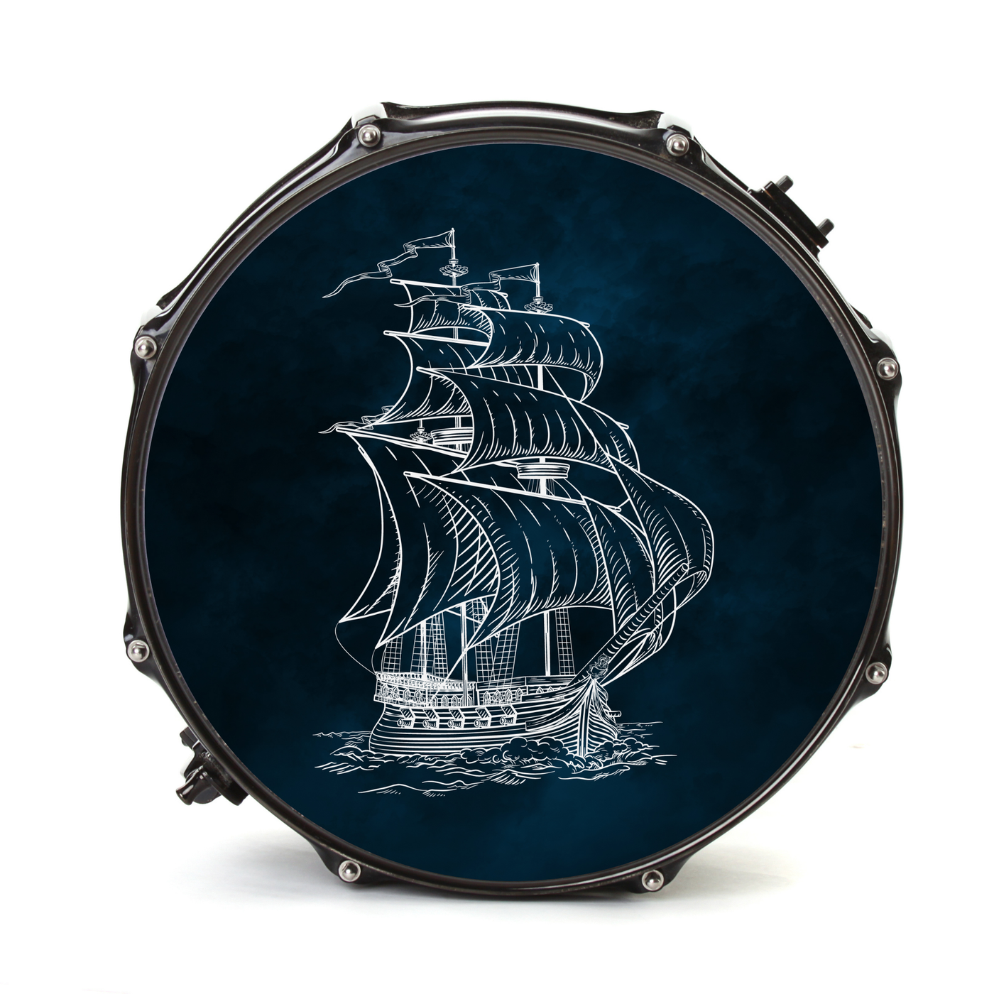Nachleuchtender Bassdrumfell-Aufkleber mit Ship-Design - DER BANDMARKT