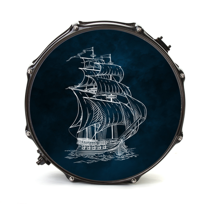 Nachleuchtender Bassdrumfell-Aufkleber mit Ship-Design - DER BANDMARKT