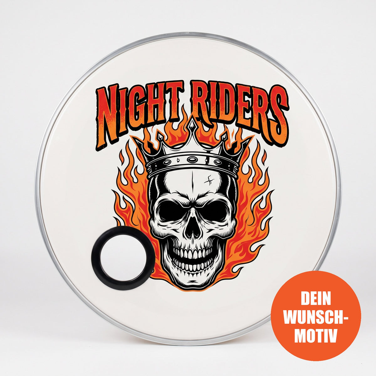 Bedrucktes Bassdrum-Fell – Beispieldesign mit Mikrofonloch