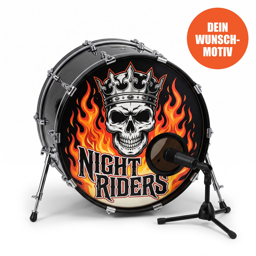 Bassdrumfell-Aufkleber mit Mikrofonloch – Bassdrum mit bedrucktem Fell, Kick-Mikrofon im Mikrofonloch