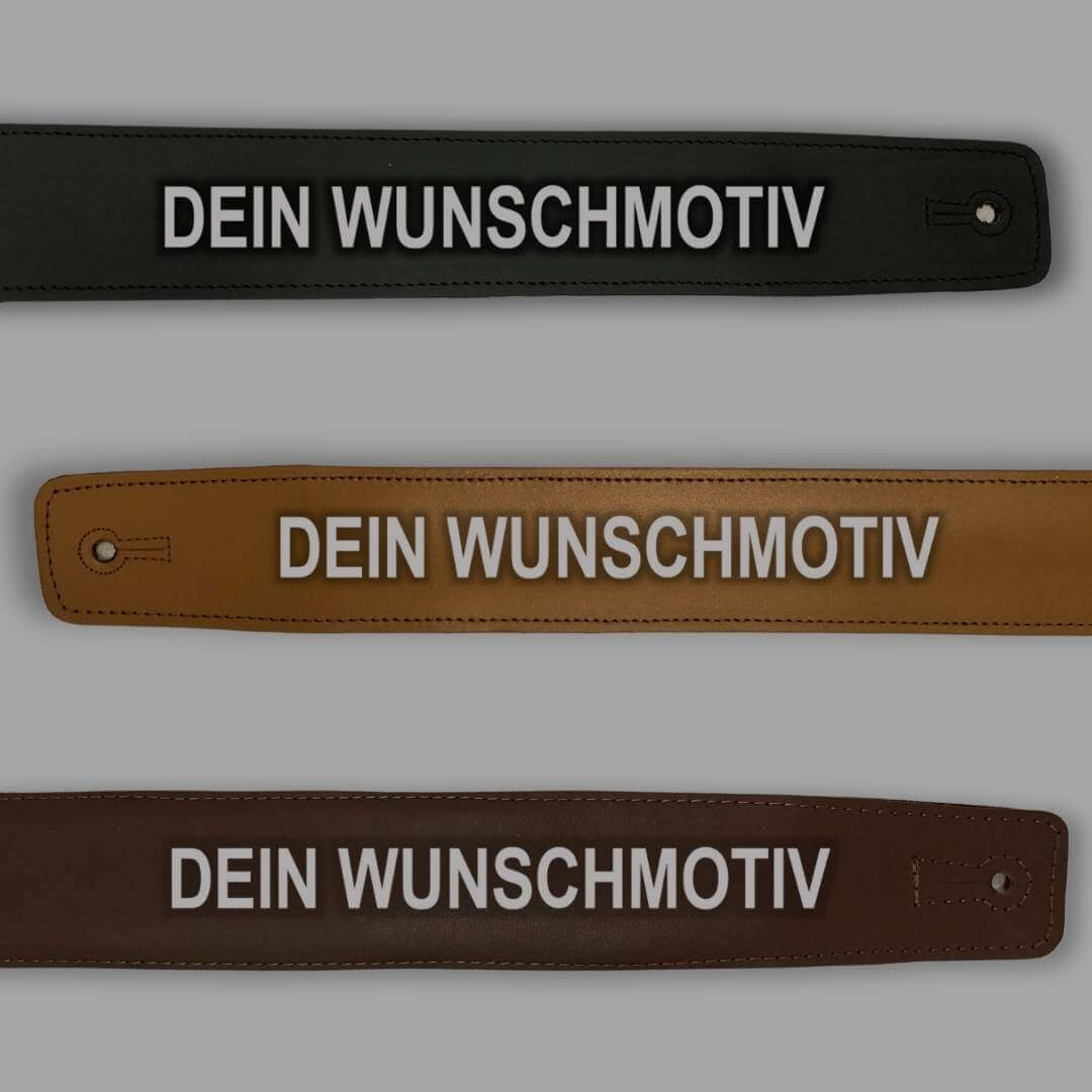 Gitarrengurt "Gepolstert" mit Gravur, schwarz - DER BANDMARKT
