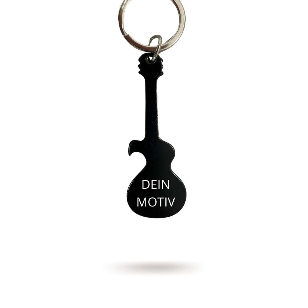 Schlüsselanhänger "E-Gitarre" mit Wunsch-Gravur - DER BANDMARKT