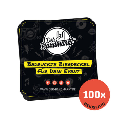 Bierdeckel Quadratisch beidseitig bedruckt (100 Stück) - DER BANDMARKT