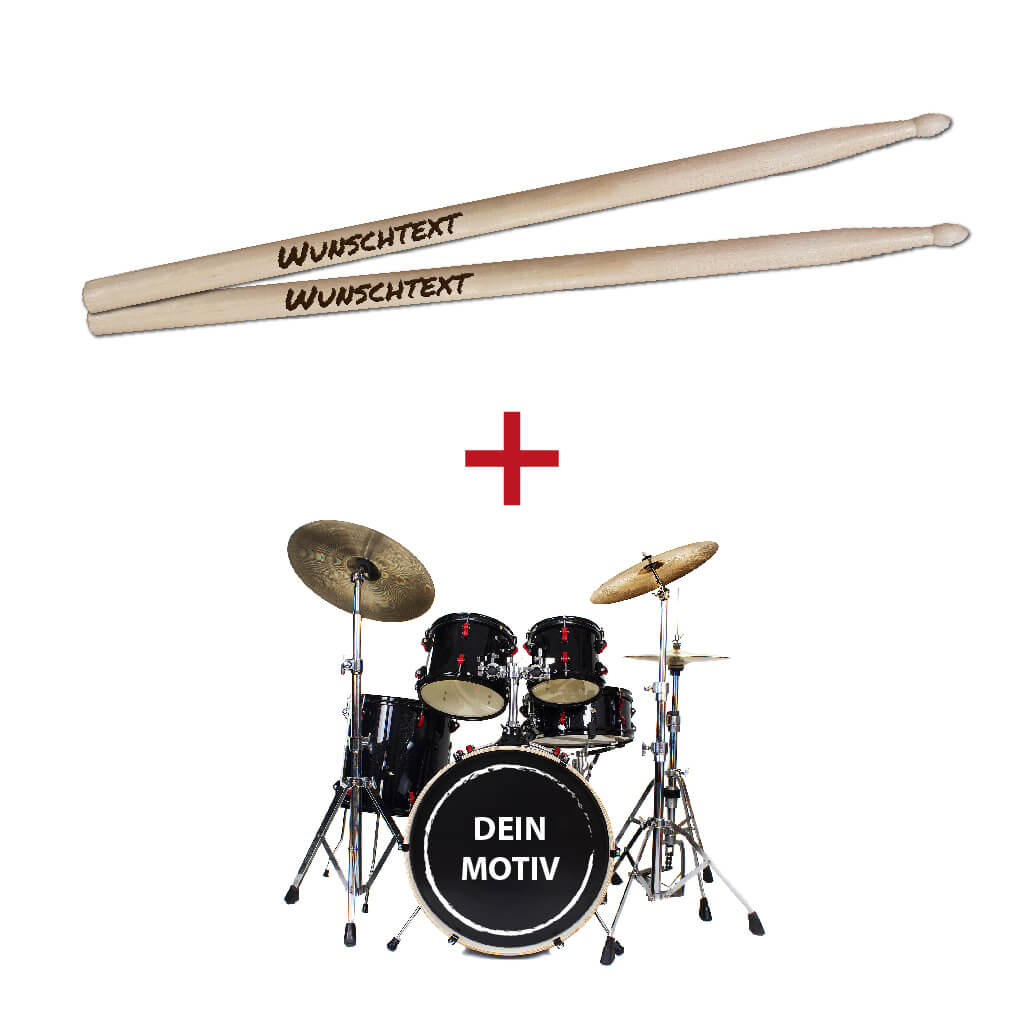 Geschenk-Set "Drummer Standard" mit laser-gravierten Drumsticks - DER BANDMARKT