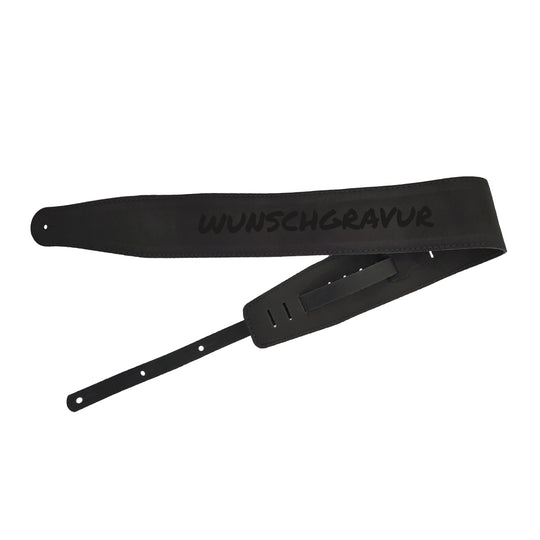 Gitarrengurt "Wildleder" mit Gravur, schwarz - DER BANDMARKT