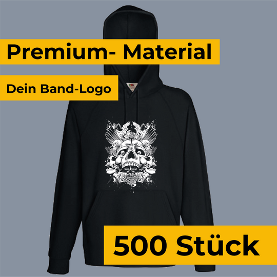 Premium Band-Hoodies - einfarbiger Druck (500 Stück) - DER BANDMARKT